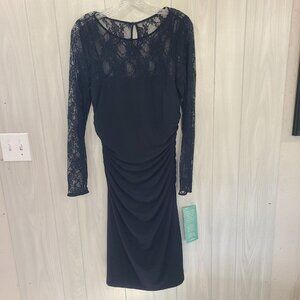 American Living Women's Dress Black Sheath Ruffle Lace Tip Size 12 sexy wedding